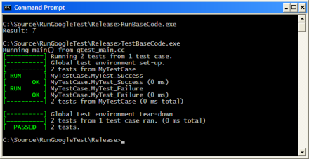 Screenshot of running the code and tests